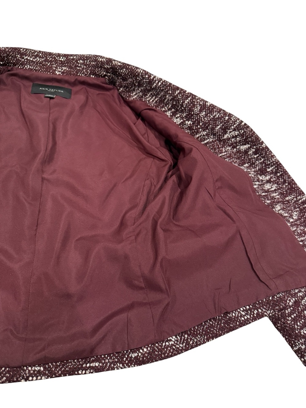 Ann Taylor Factory Burgundy Tweed Like Blazer and Skirt Set - Picture 8 of 16
